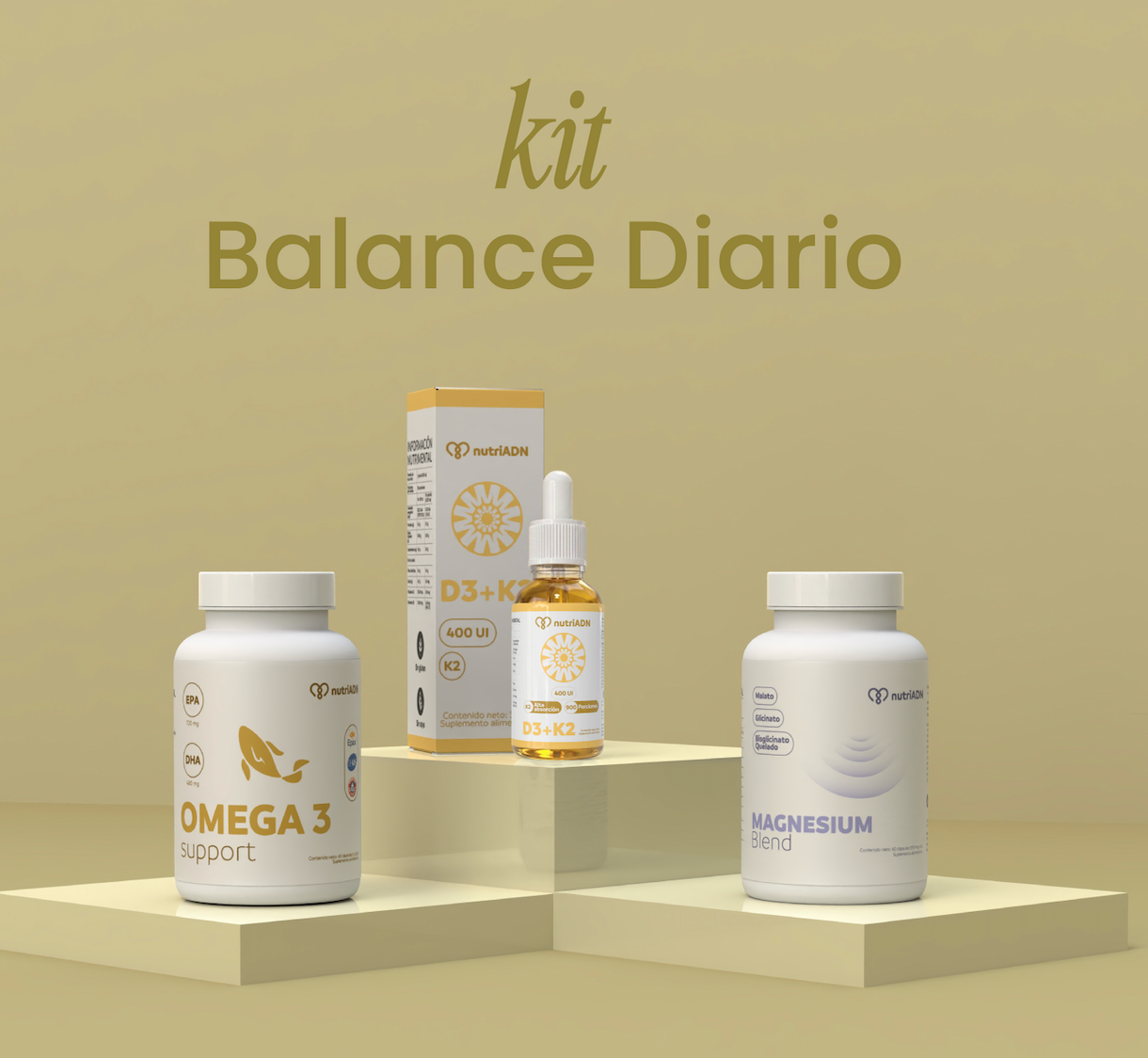 Kit Balance Diario | D2 + K2 | Magnesium Support | Omega 3 Support