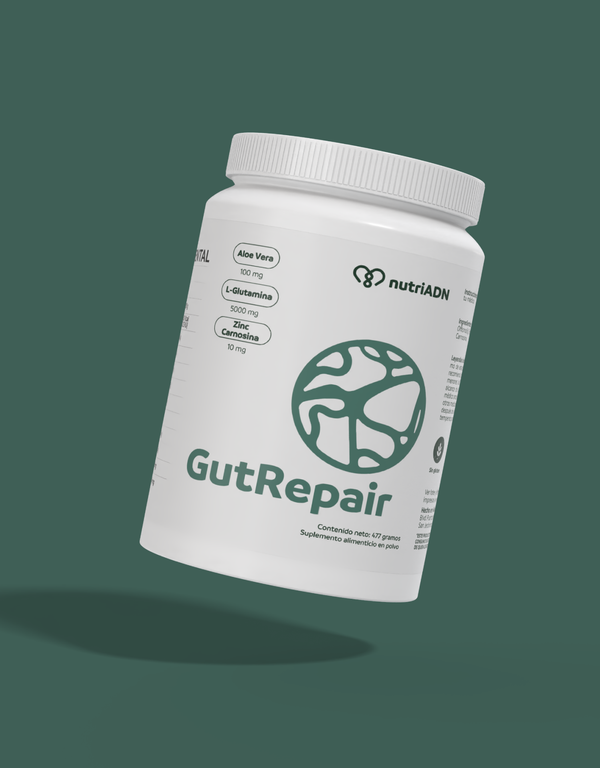 Gut Repair nutriADN | L-Glutamina con Zinc-L-Carnosina, Aloe Vera y Raíz de Malvavisco | Soporte Intestinal | 477 g, 90 Porciones