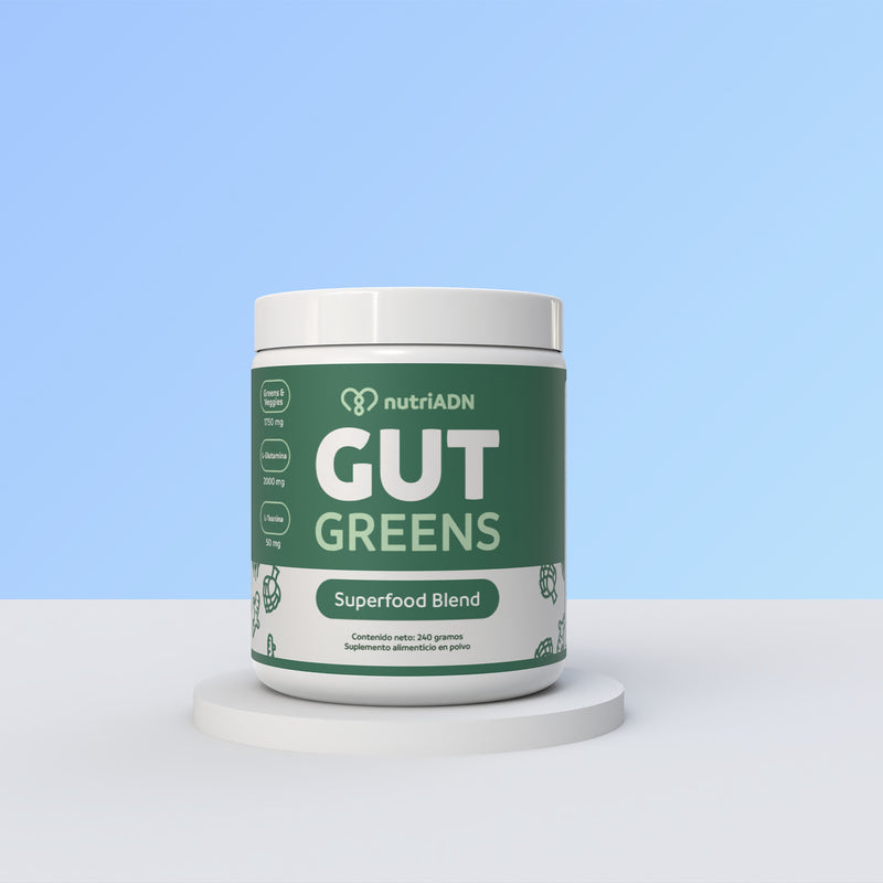 Gut Greens con Glutamina, Enzimas Digestivas, Cúrcuma, Jengibre y Superverdes – Digestión y Energía