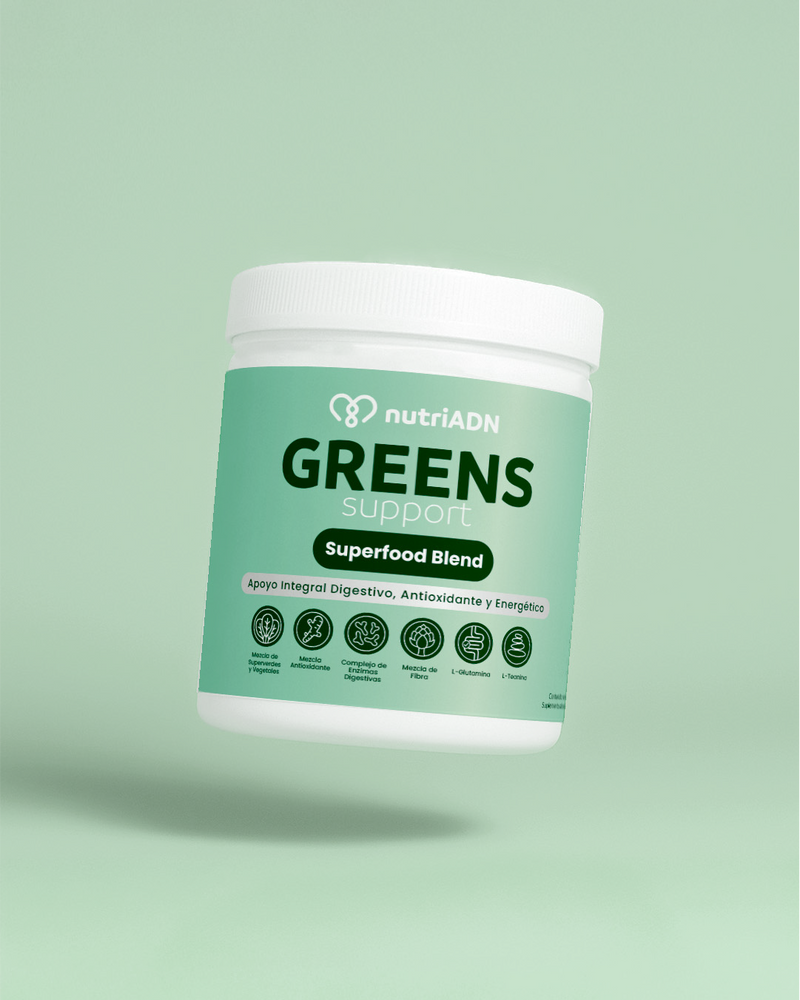 Greens Support con Glutamina, Enzimas Digestivas, Cúrcuma, Jengibre y Superverdes – Digestión y Energía