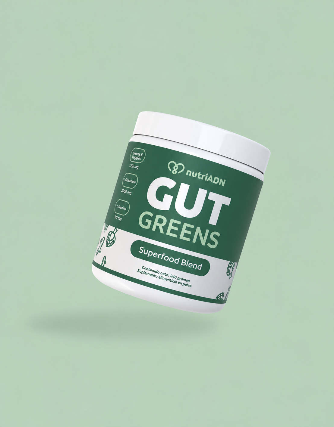Gut Greens | L-Glutamina, Fibras Prebióticas, Enzimas y Superverdes | Tu dosis diaria de verdes